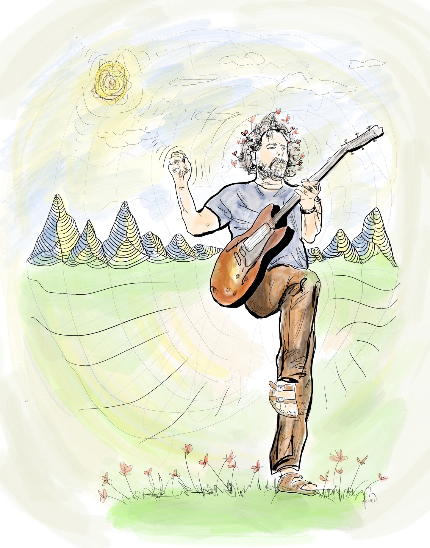Sunshine Day Dreamin’ Bobby Illustration Print