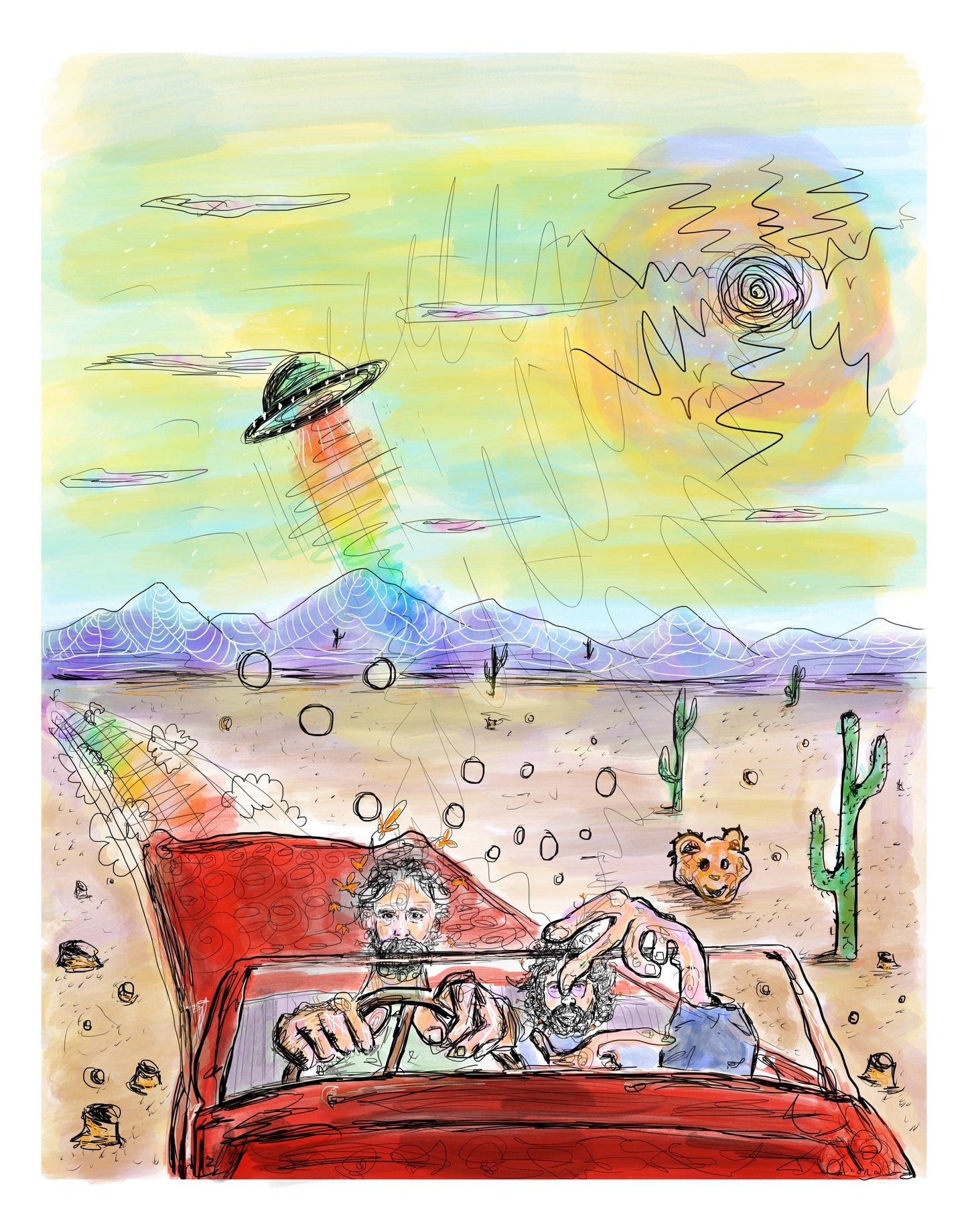 Jerry and Bobby in Fear and Loathing Illustration Print