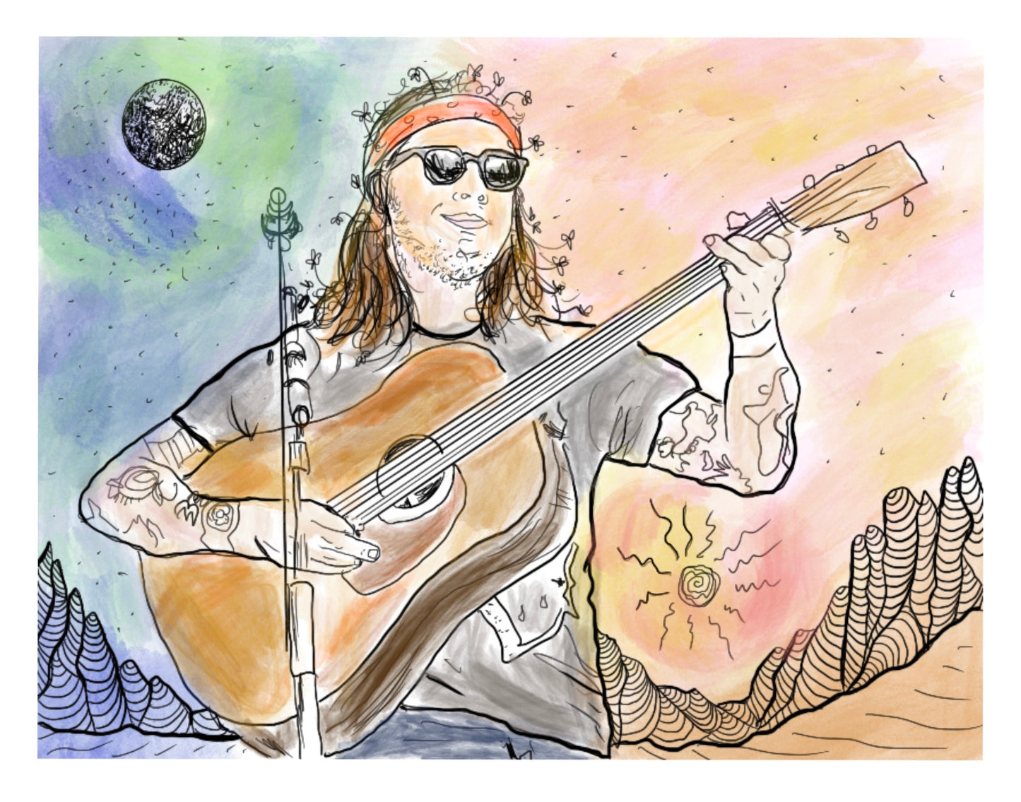 “Billy Strings” Ink and Watercolor Illustration Print *On Sale*
