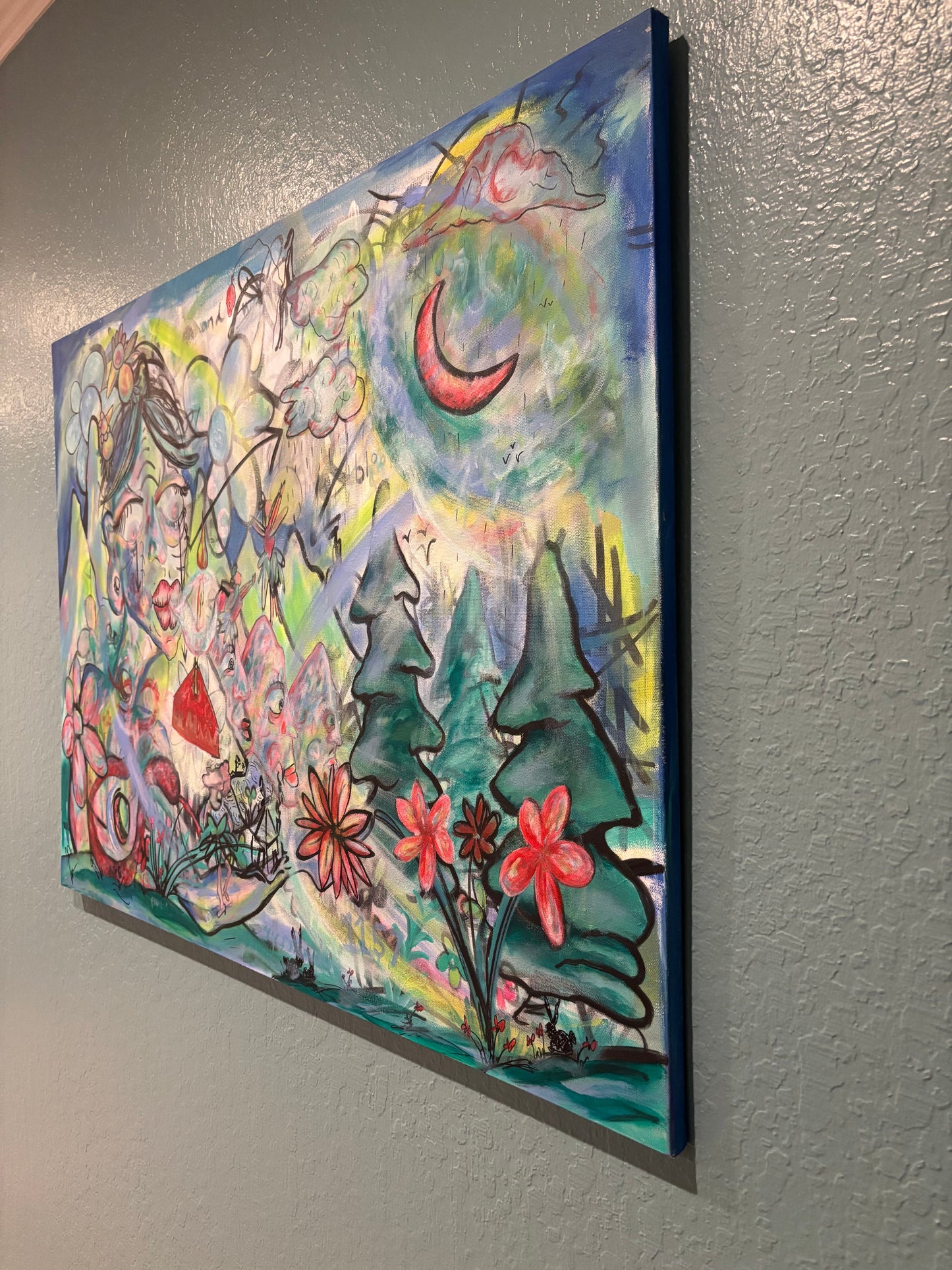 “Garden of Eden” Original Ink and Acrylic Painting on 30x40in canvas