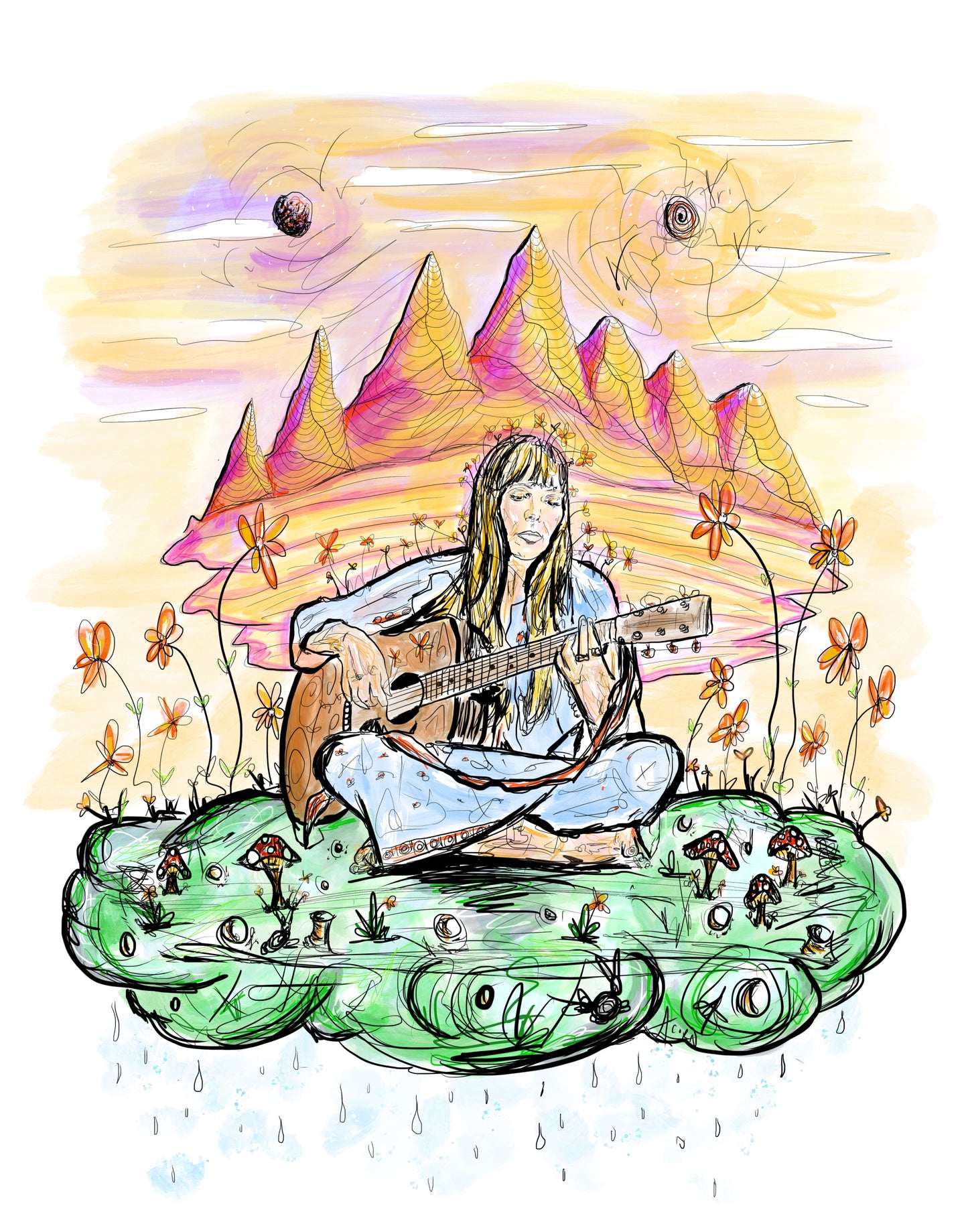 Joni Mitchell Abstract Illustration Print