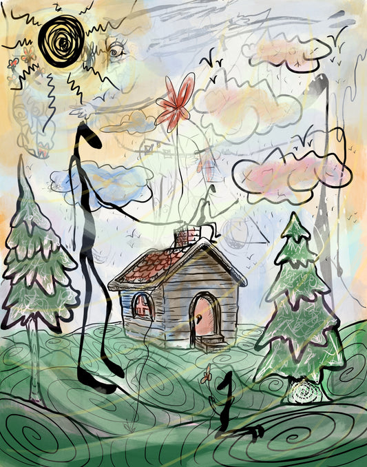 “To Build a Home” Layered Ink Illustration Print
