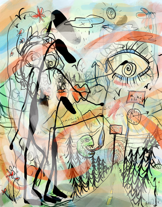 “This New Life” Layered Ink Illustration Print